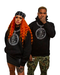 Rhinestone Logo Chain Hoodie