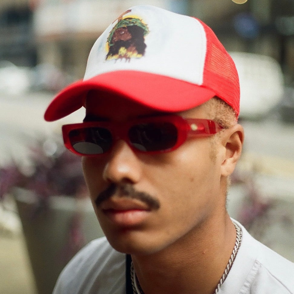 Black Jesus Trucker Hat [Red]