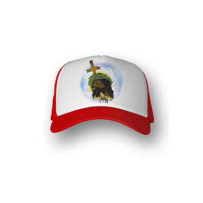Black Jesus Trucker Hat [Red]