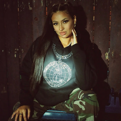 Rhinestone Logo Chain Hoodie